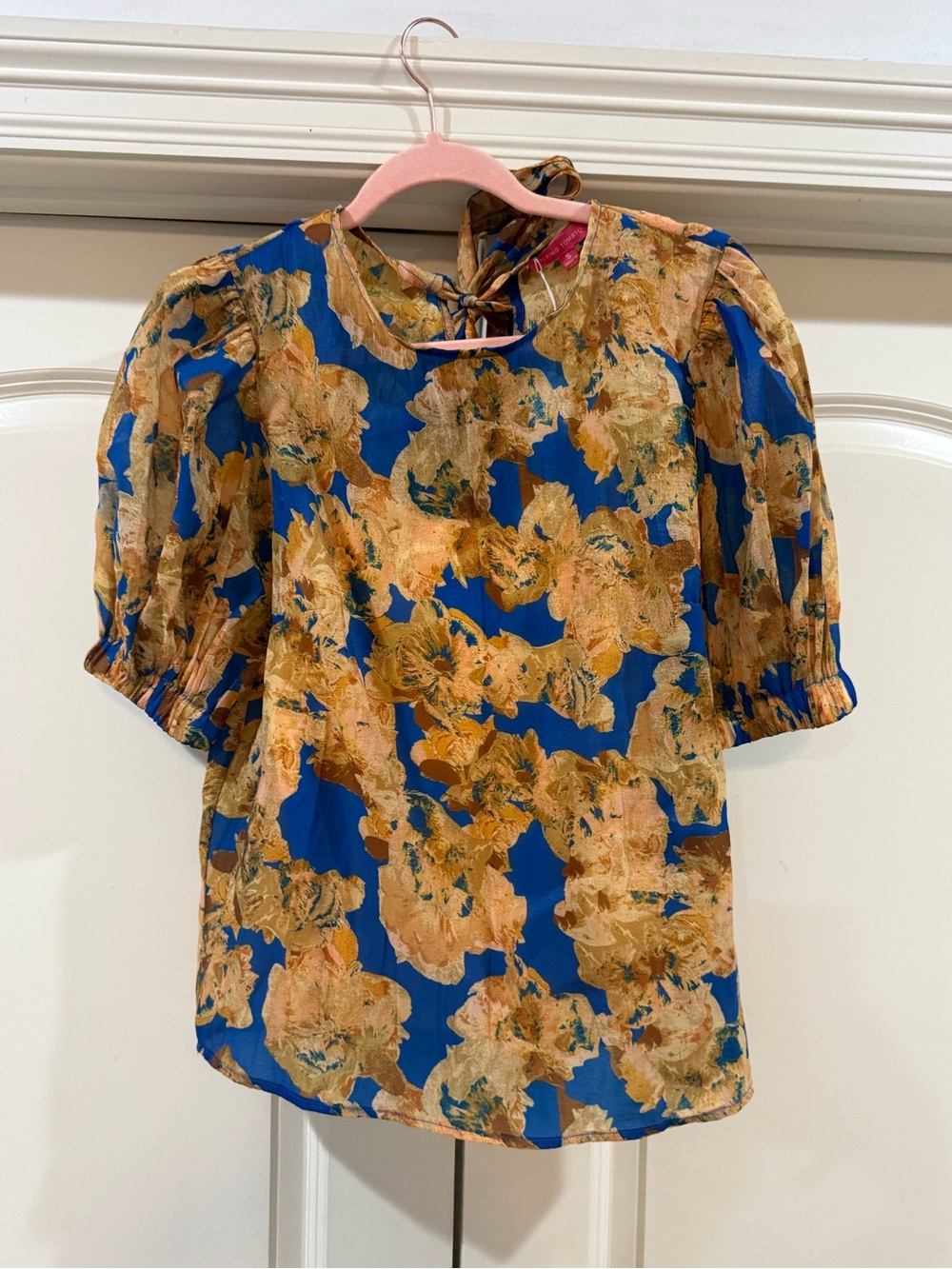 Flying Tomato Blue Floral Puff Sleeve Blouse